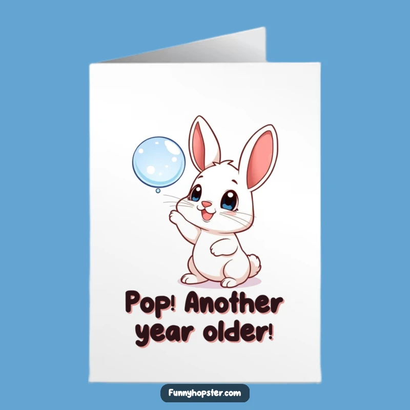 Free Printable Birthday Card: Playful Rabbit Bubble Fun, Cheerful Greeting Gift