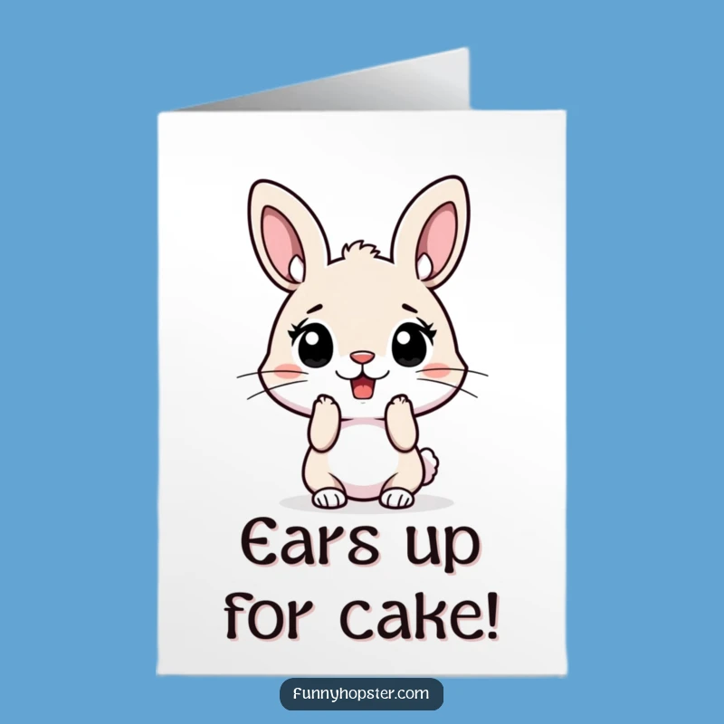 Free Printable Birthday Card: Surprised Rabbit Ears Perked High - Funny Downloadable Gift