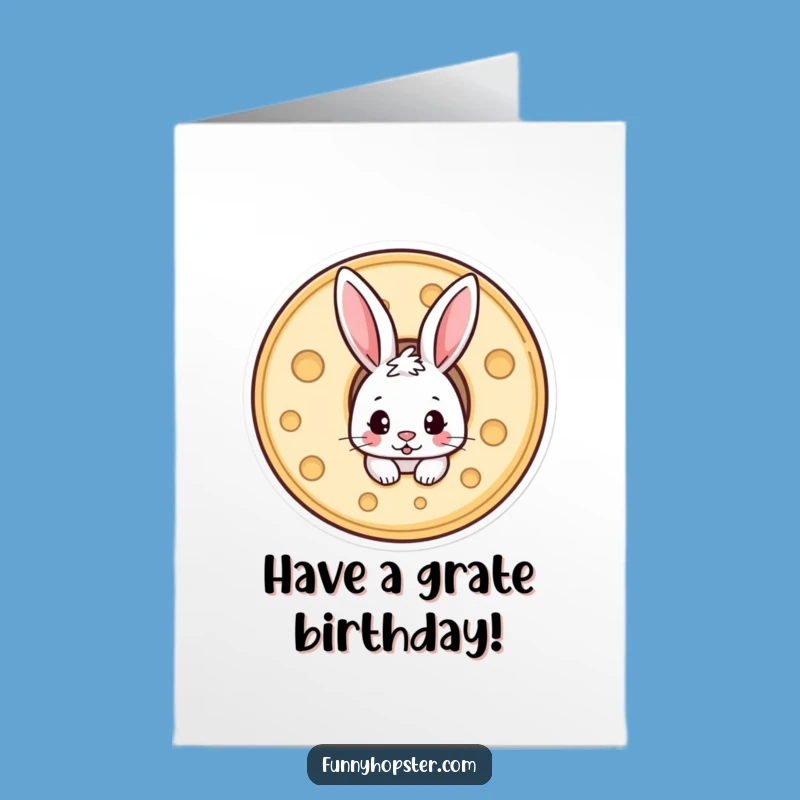 Free Printable Birthday Card: Cheese Hiding Rabbit - Funny Downloadable Gift