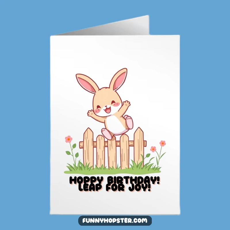 Free Printable Birthday Card: Joyful Rabbit Leaps for Fun, Energetic Downloadable Gift