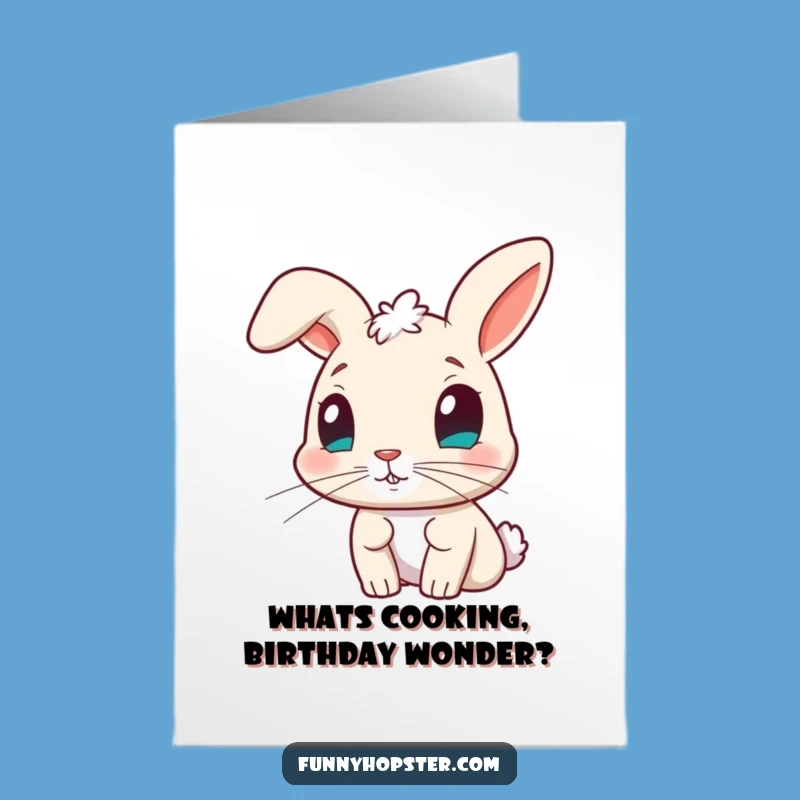 Free Printable Birthday Card: Curious Rabbit, Nose Twitch, Funny Downloadable Gift