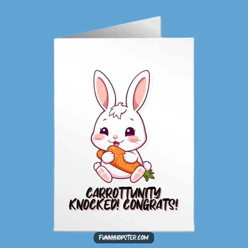 Free Printable Congrats Card: Content Bunny Carrot Munch, Funny Downloadable Gift