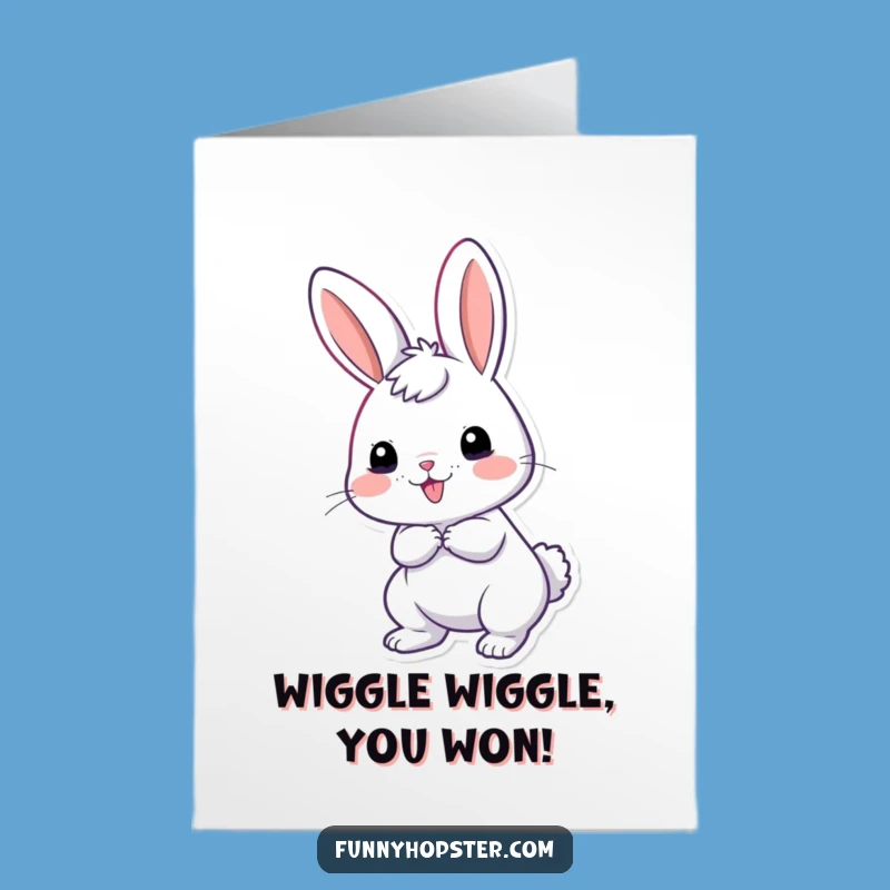 Free Printable Congrats Card: Excited Rabbit Tail Wiggle - Funny Downloadable Greeting