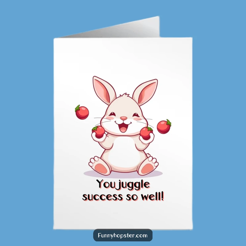 Free Printable Congrats Card: Juggling Rabbit - Funny Downloadable Gift