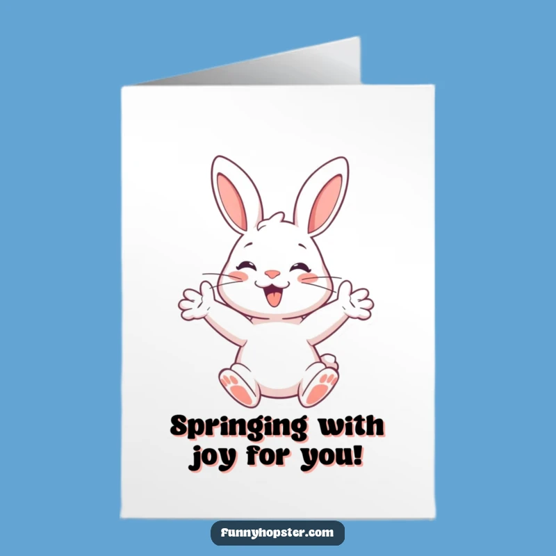 Free Printable Congrats Card: Springing Rabbit of Success - Funny Downloadable Greeting