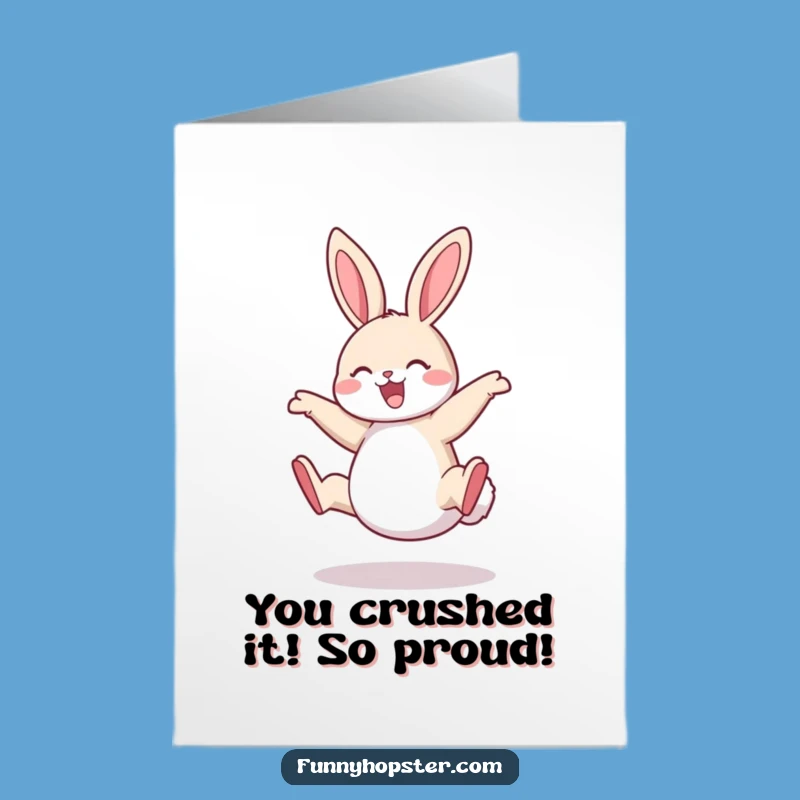 Free Printable Congratulations Card: Happy Rabbit Cartwheel - Funny Downloadable Gift