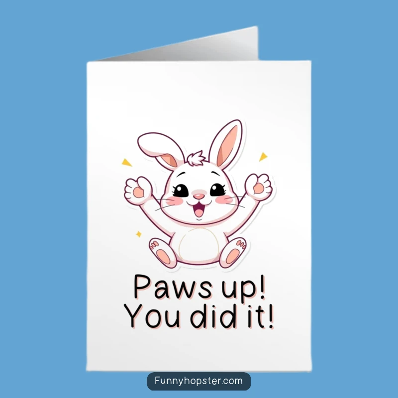 Printable Celebrating Bunny Congrats Card - Funny Free Downloadable Victory Dance