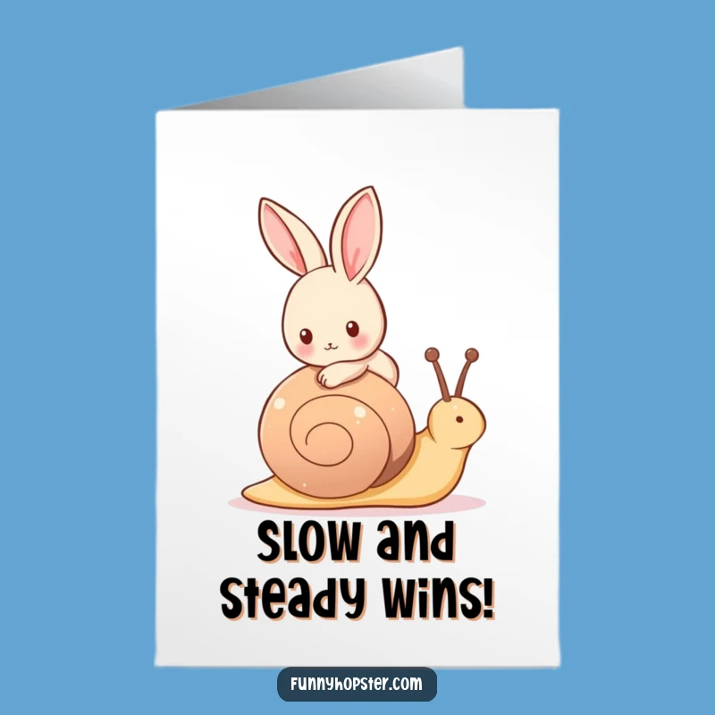 Free Printable Congrats Card: Rabbit on Snail - Funny Downloadable Gift