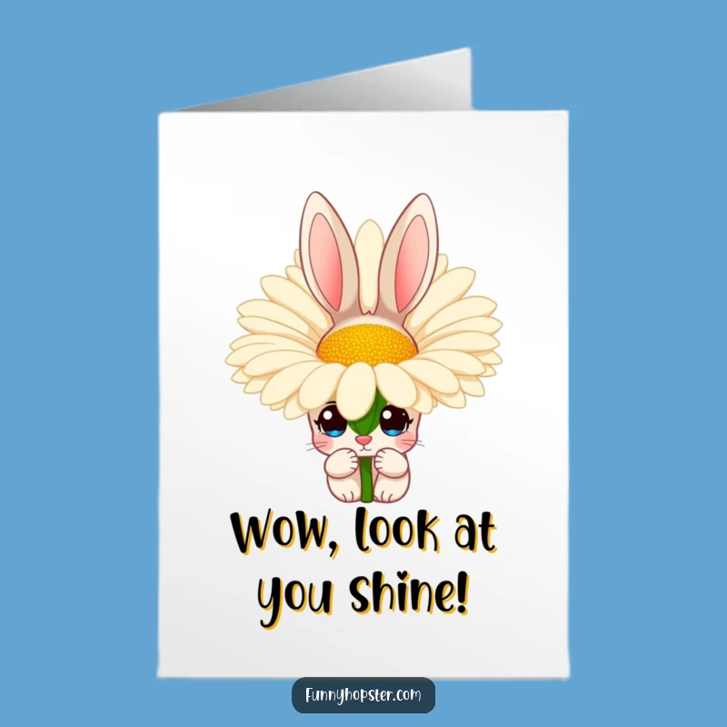 Free Printable Congrats Card: Peek-a-Boo Rabbit Downloadable Art for Celebrating Achievements