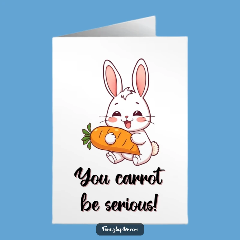 Free Printable Congrats Card: Joyful Rabbit Celebrates with Carrot Funny Downloadable Gift