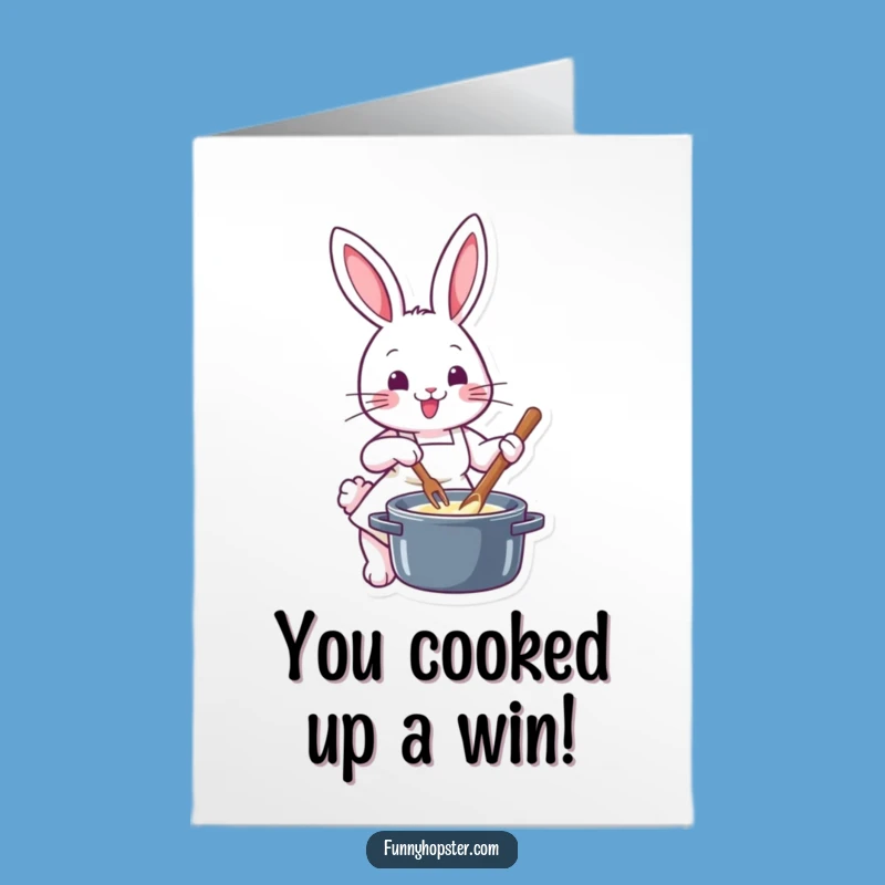 Free Printable Congrats Card: Funny Rabbit Chef Congratulates You, DIY Downloadable