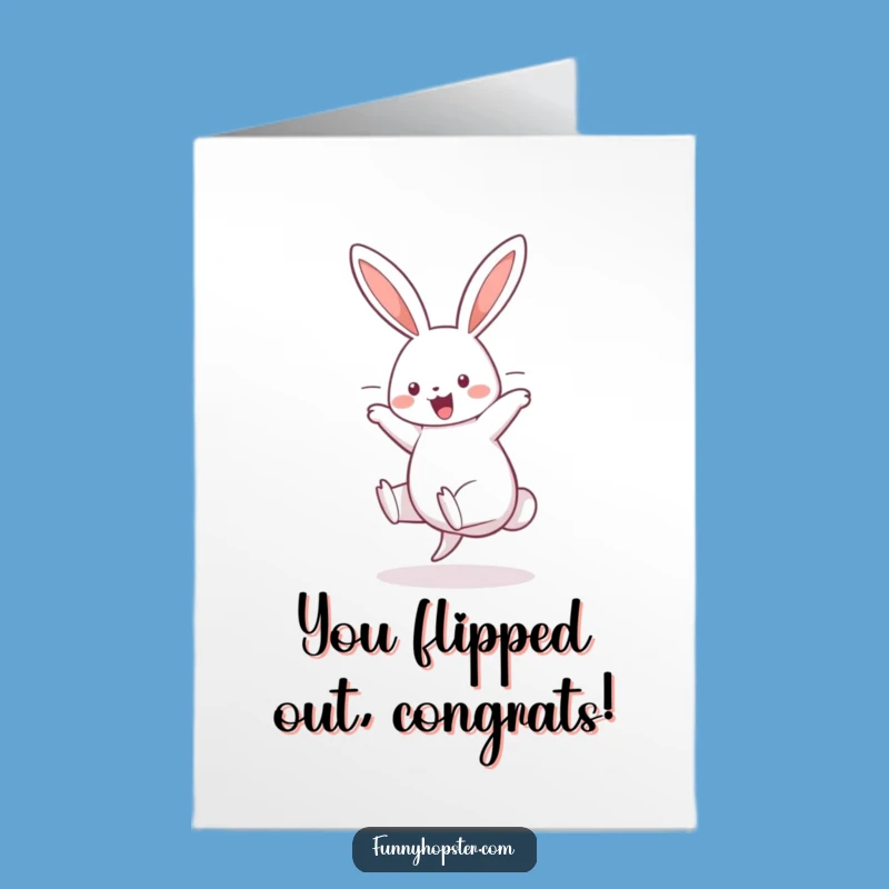 Free Printable Congratulations Card: Rabbit Cartwheel Success, Joyful Celebration Gift