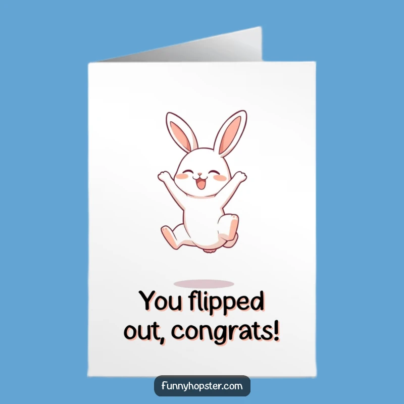 Free Printable Congrats Card: Energetic Rabbit Somersault Downloadable Art for Big Wins