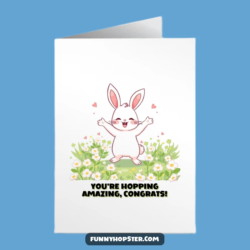 Free Printable Rabbit Card: Dancing Celebration for Your Congrats!