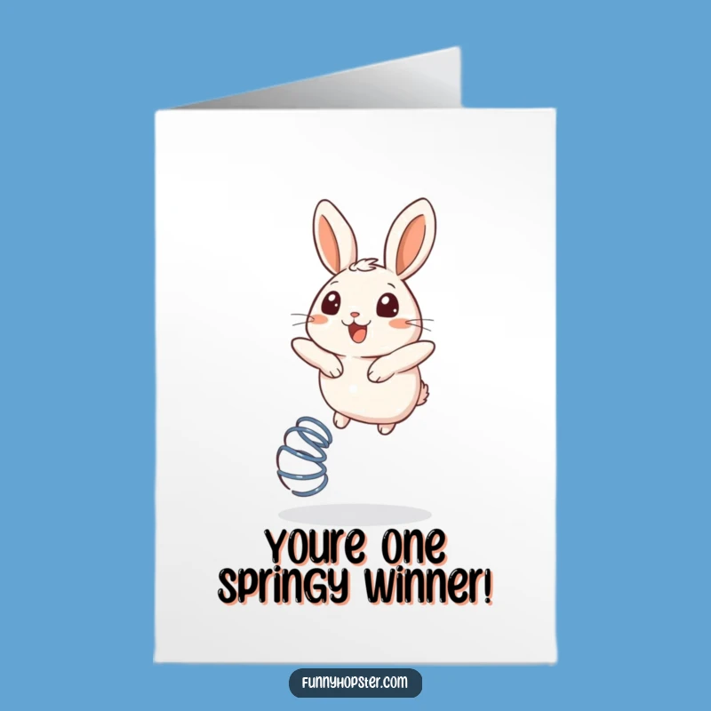 Free Printable Congrats Card: Bouncing Rabbit - Funny Downloadable Gift