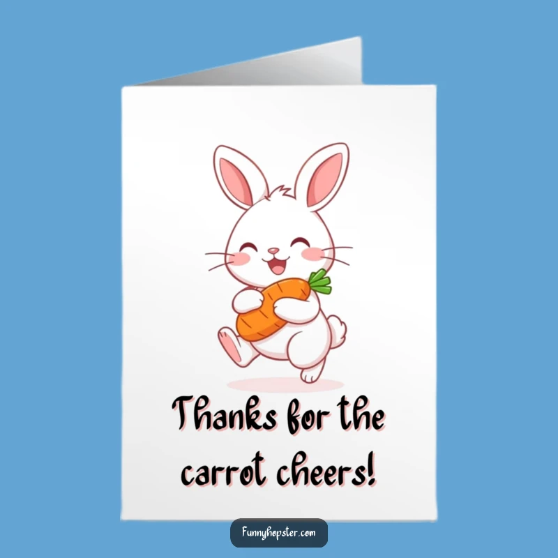 Free Printable Thank You Card: Adorable Kawaii Rabbit Hopping with Carrot