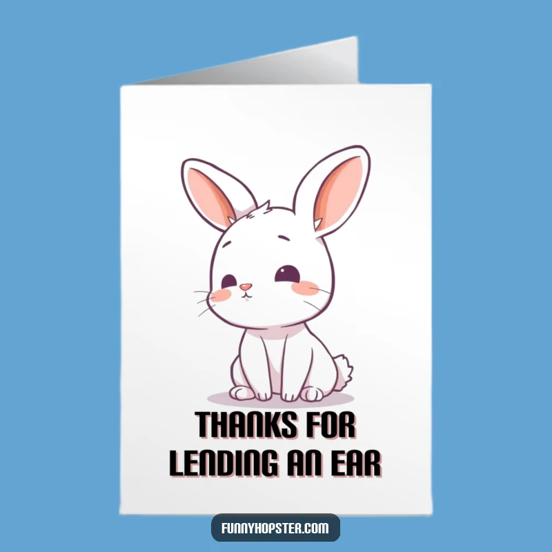 Free Printable Thank You Card: Curious Rabbit Listens for Your Kindness, Easy Download