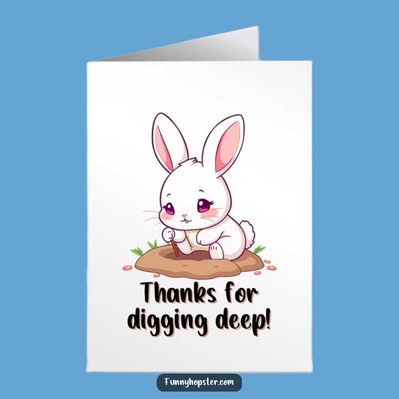 Free Printable Thank You Card: Cute Rabbit Digging - DIY Gift