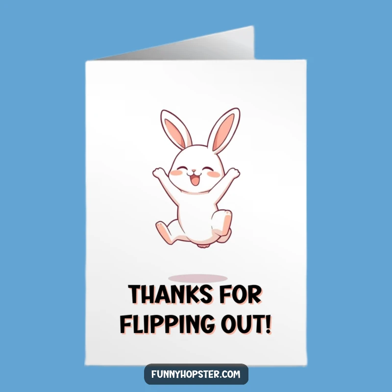 Free Printable Thank You Card: Lively Rabbit Somersault Downloadable Art for Appreciation