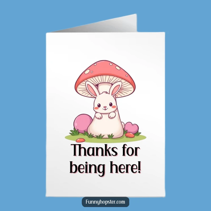 Free Printable Thank You Card: Mischievous Rabbit & Mushroom Funny Downloadable Gift