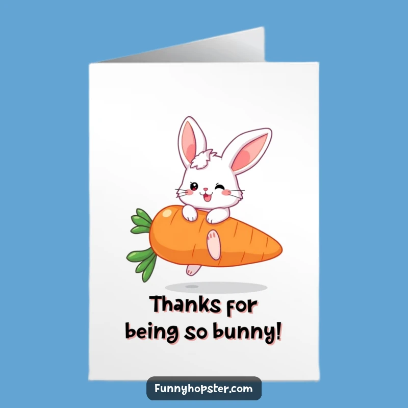 Free Printable Thank You Card: Funny Bunny Carrot Bounce - Express Gratitude Download