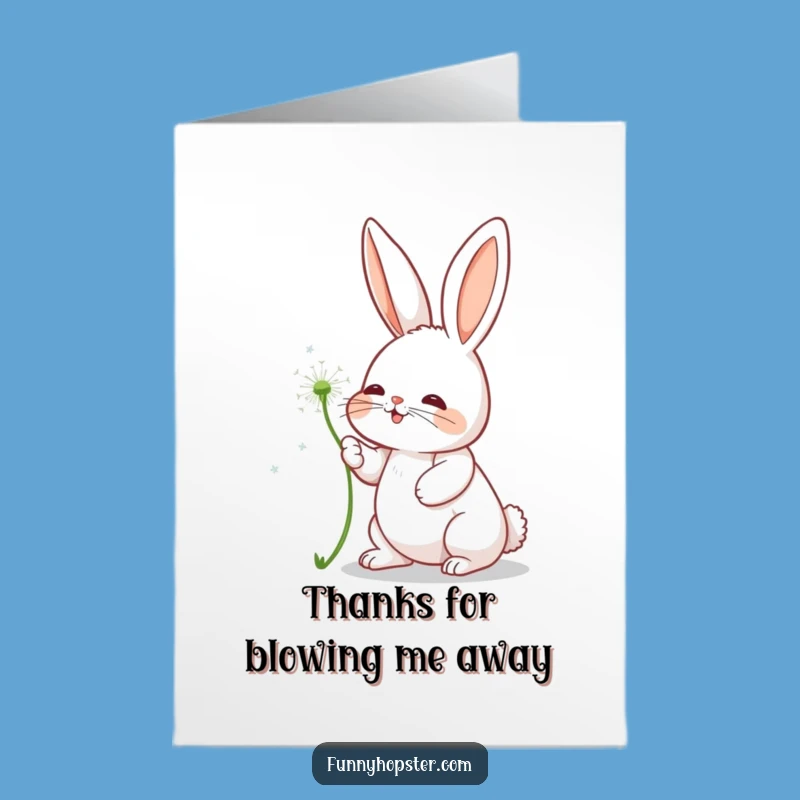 Free Printable Thank You Card: Dandelion Wish Rabbit - Funny Downloadable Gift