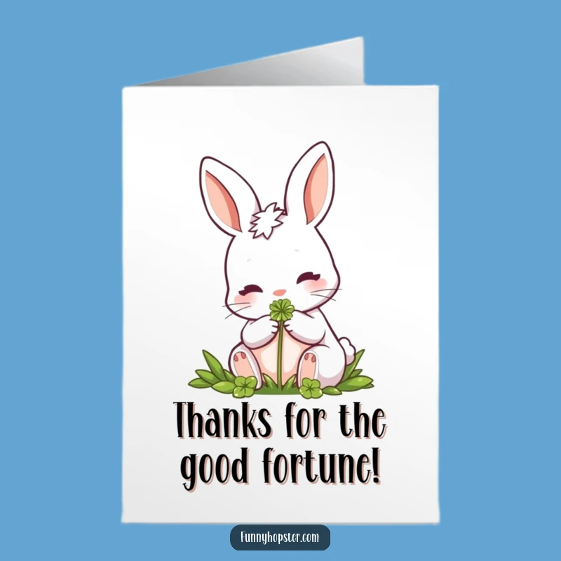 Free Printable Thank You Card: Rabbit Clover - Funny Downloadable Appreciation Gift