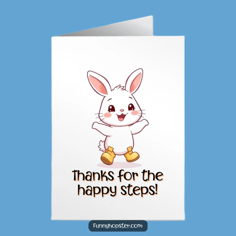 Free Printable Thank You Card: Dancing Rabbit - Funny Downloadable Gift Idea