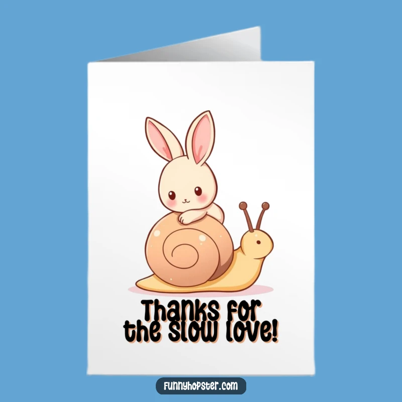 Free Printable Thank You Card: Rabbit on Snail - Funny Downloadable Gift