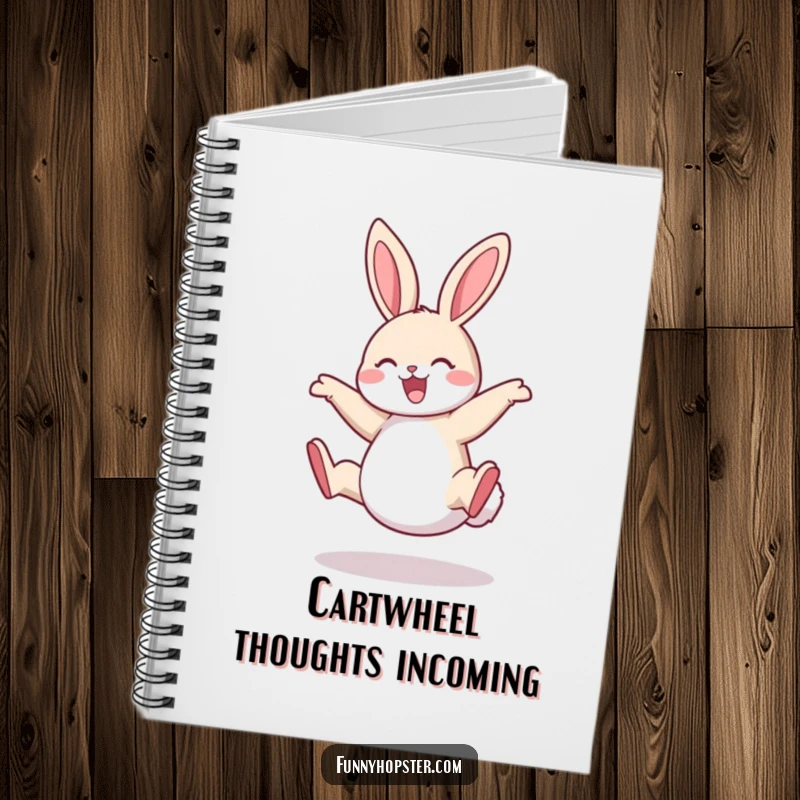 Funny Rabbit Notebook: A cute notebook featuring a rabbit doing a happy cartwheel, inspiring creativity and joyful note-taking.