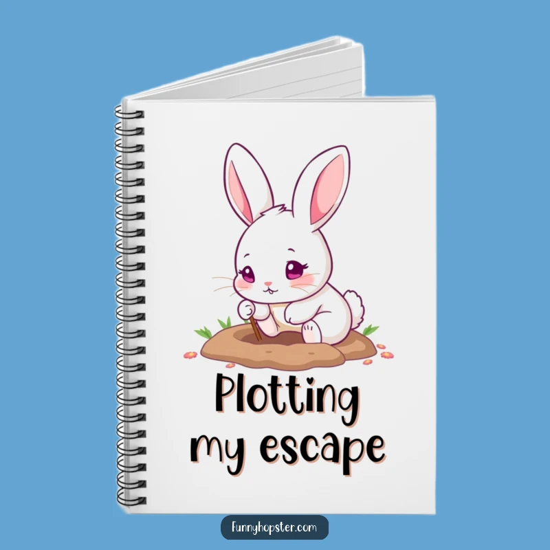 Funny Pink-Eyed Rabbit Digging Notebook: Jot Down Your Plans!