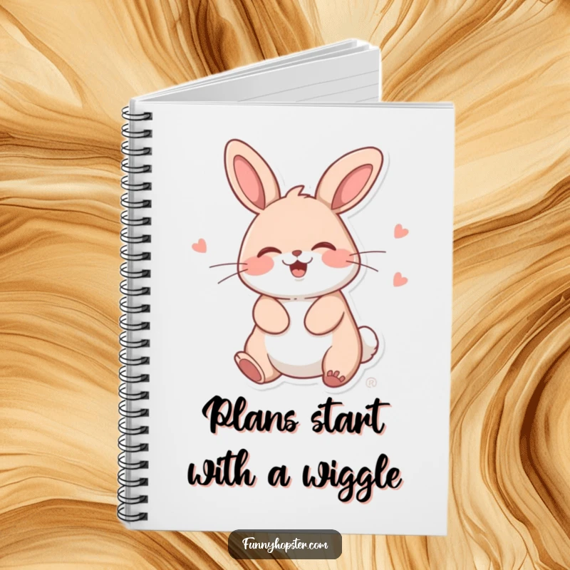 Funny Kawaii Rabbit Notebook: Perfect for notes, featuring a giggling bunny doing a silly wiggle, portable and fun.
