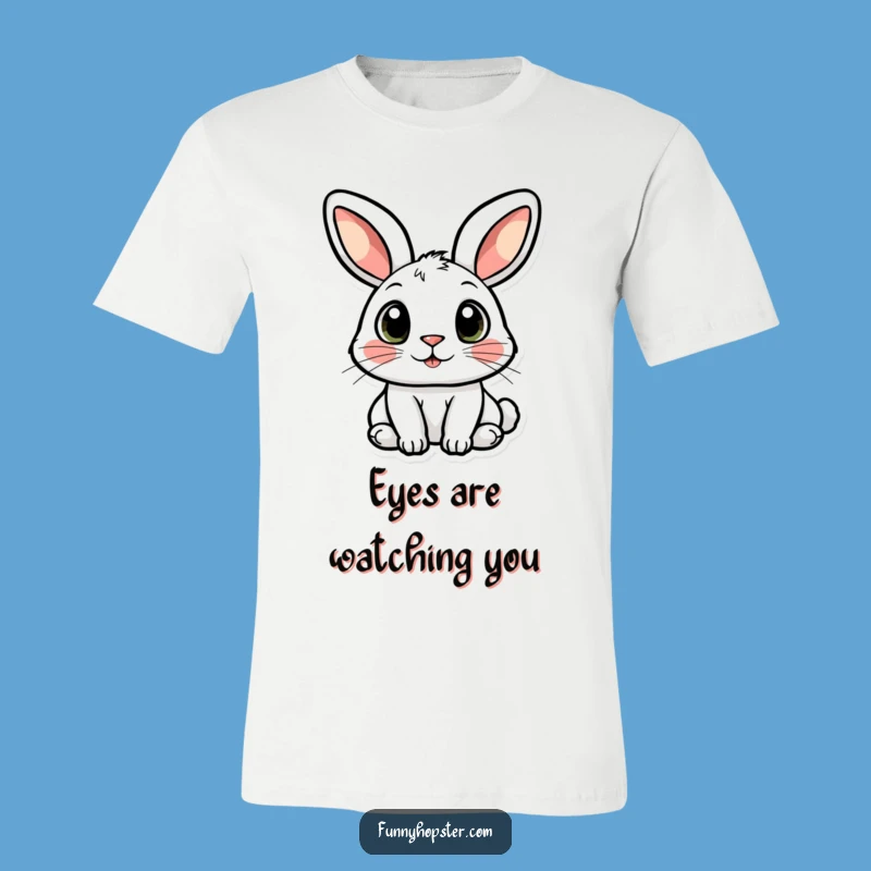 Funny Curious Rabbit T-Shirt: Wide-Eyed Character for a Humorous Gift