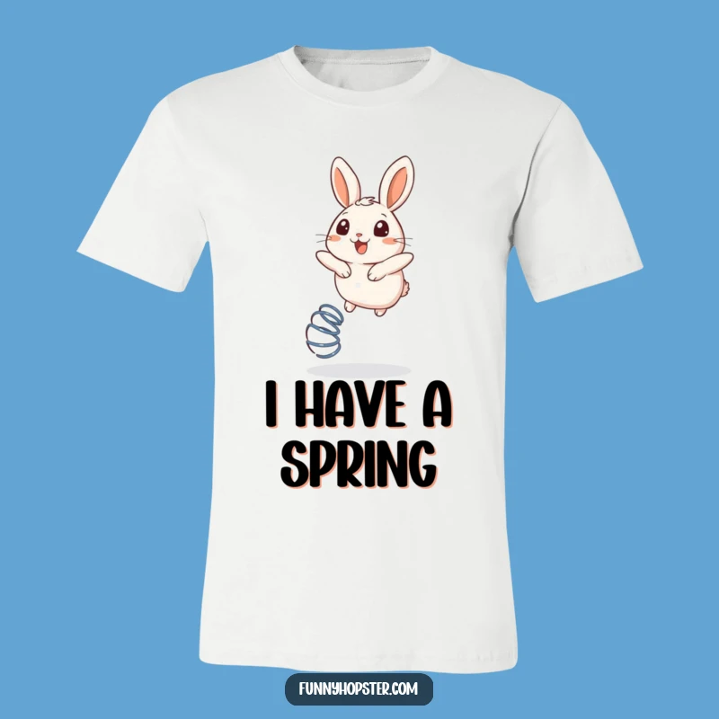 Funny Bouncing Rabbit T-Shirt: Round Bunny's Delightful Leap - A Hilarious Funny Gift!