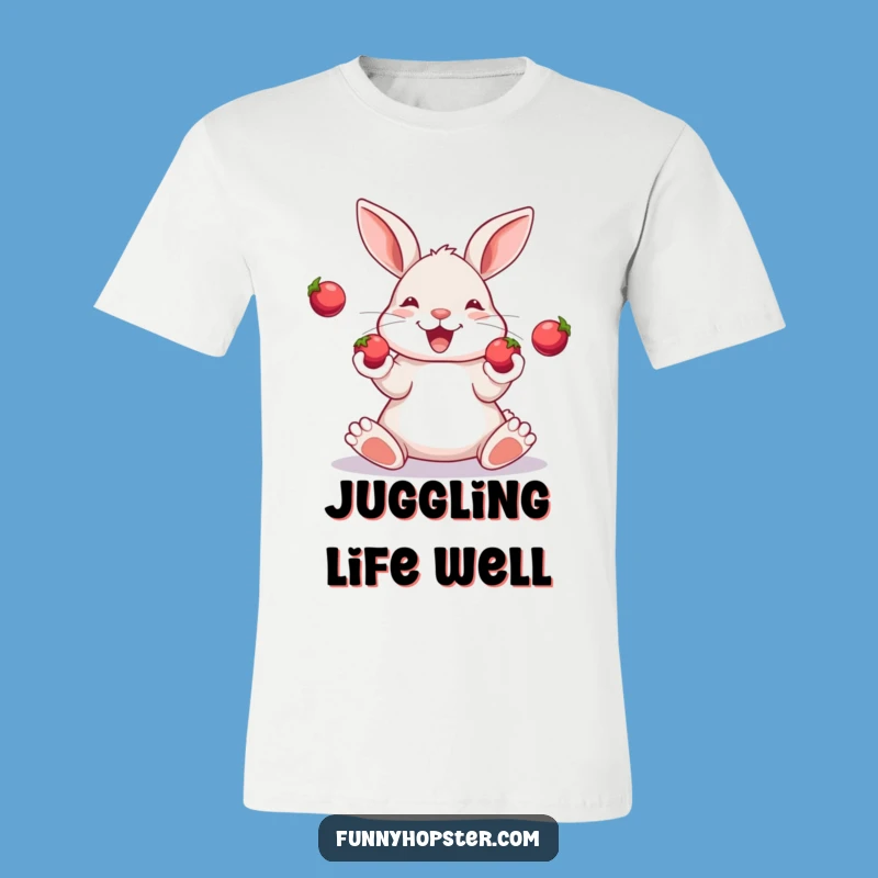 Funny Juggling Rabbit T-Shirt: Cute Bunny's Berry Skill - A Hilarious Funny Gift!