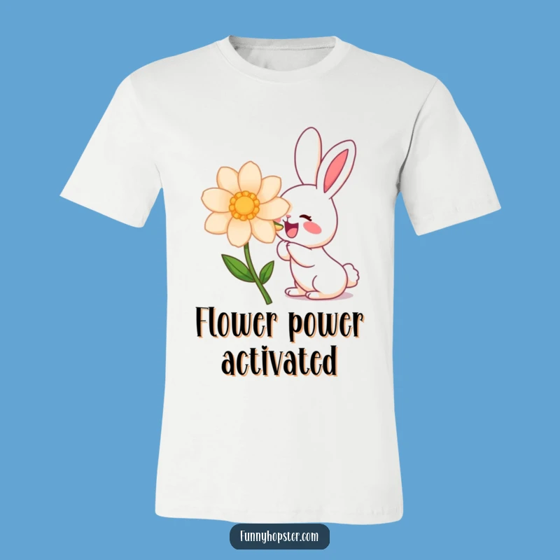 Funny Kawaii Rabbit Flower Sniff T-Shirt: Express Your Joyful Side with This Tee