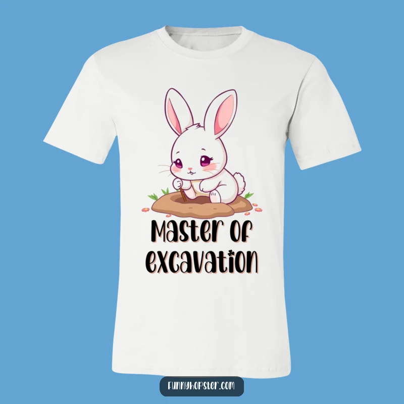 Funny Pink-Eyed Rabbit Digging T-Shirt: Quirky Bunny Tee for Gardeners!