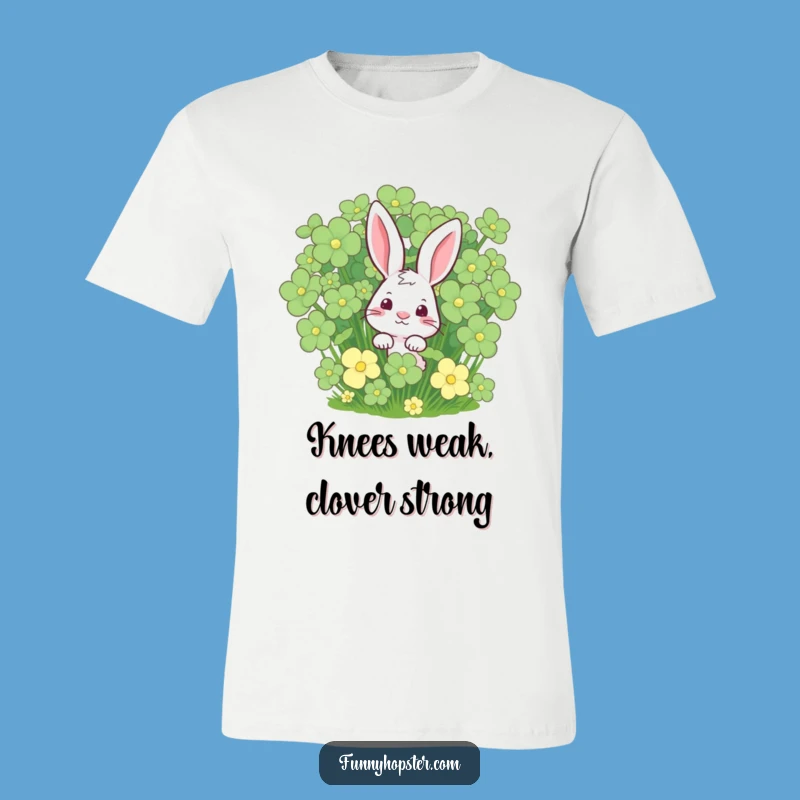 Funny Curious Rabbit Clover T-Shirt, A Lucky Peek for a Hilarious Funny Gift
