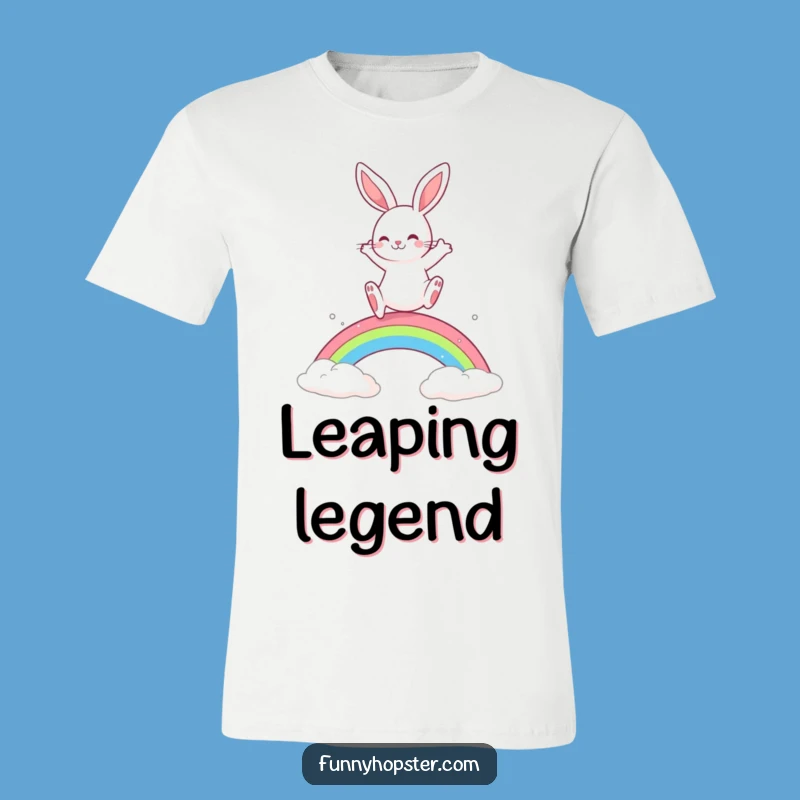Funny Playful Rabbit Rainbow Leap T-Shirt: Wear Brightness and Fun - Ideal Funny Gift
