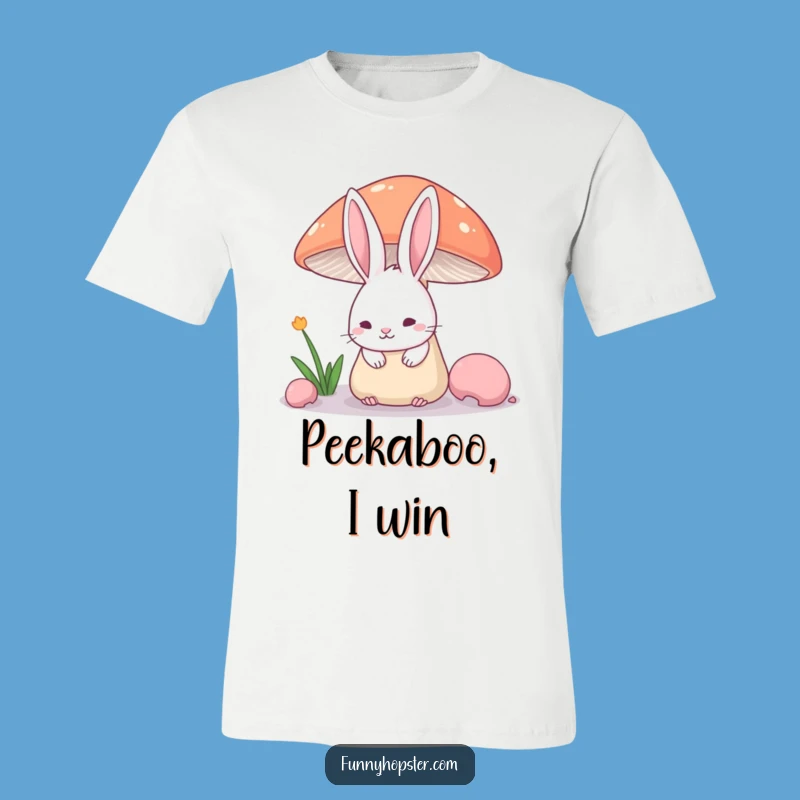 Funny Shy Rabbit Ears T-Shirt - Cute Hidden Character Apparel Gift