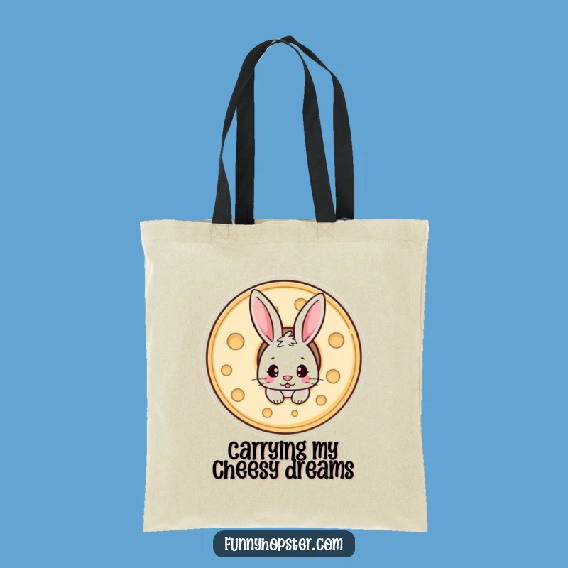 Funny Cheese Rabbit Tote Bag: Carry Your Snacks in Style - Cute Bunny, Funny Gift!