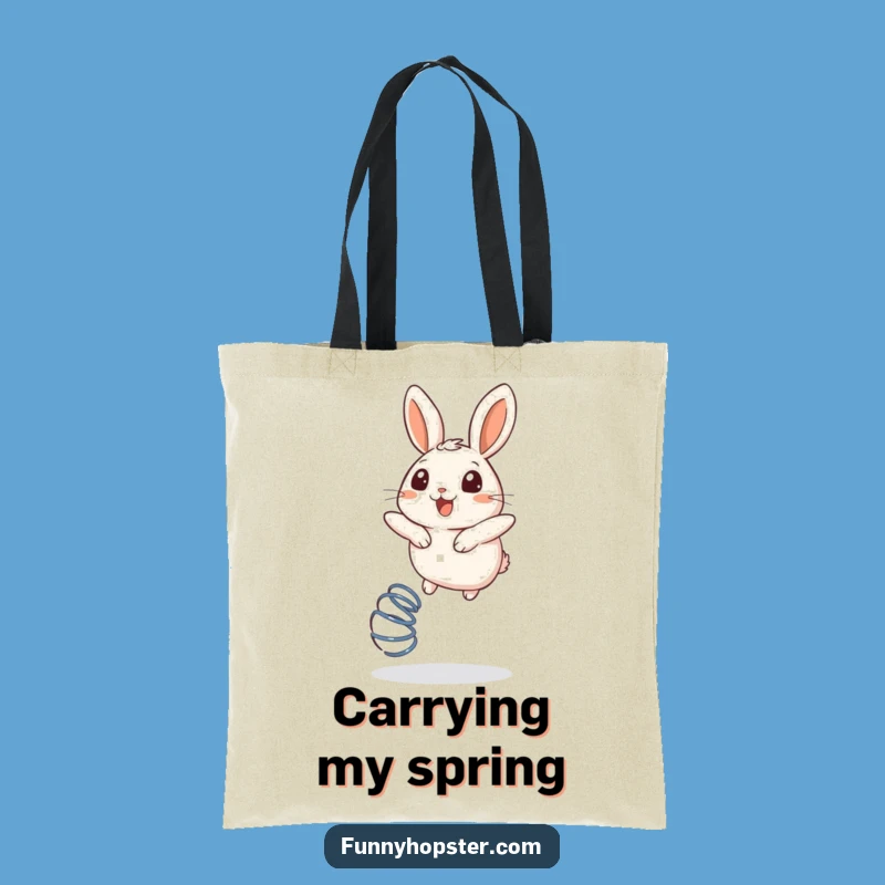 Funny Bouncing Rabbit Tote Bag: Carry Joy with a Hopping Bunny - Perfect Funny Gift!