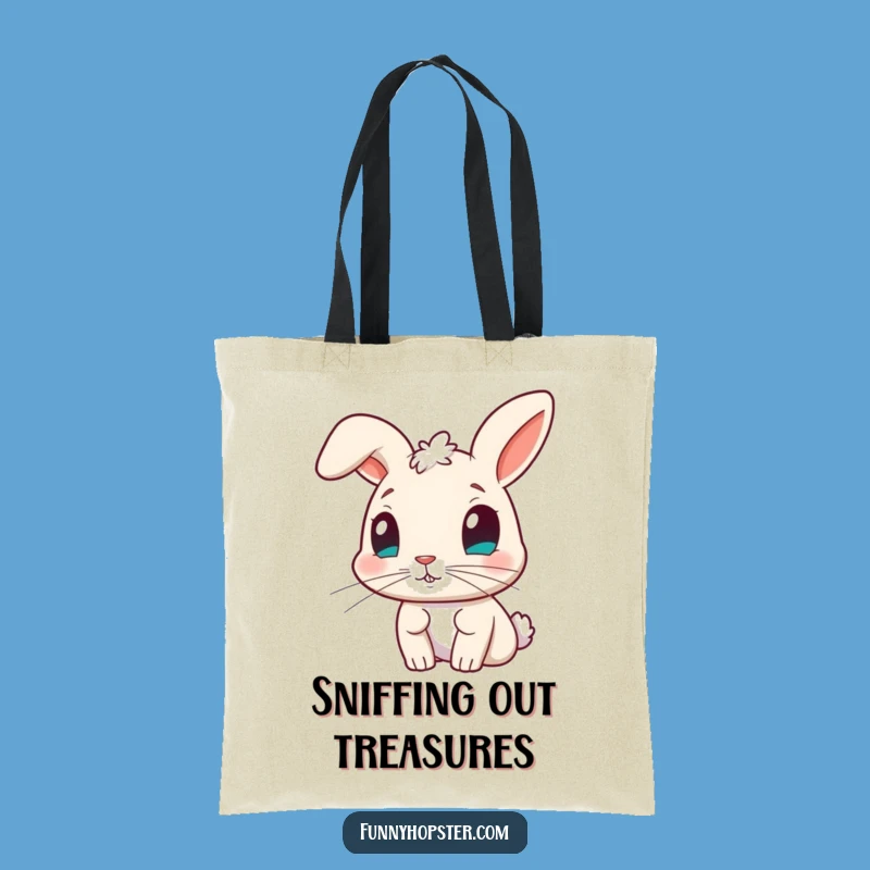 Funny Curious Rabbit Nose Twitch Tote Bag - Carry Your Finds with Humor