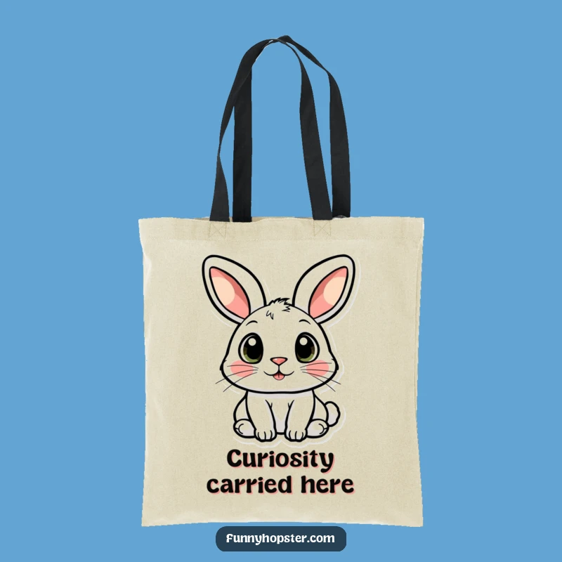 Funny Curious Rabbit Tote Bag: Wide-Eyed Character for a Humorous Gift