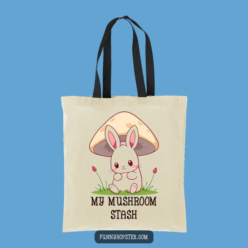 Funny Kawaii Rabbit Mushroom Tote Bag: Curious Bunny Canvas Bag, Perfect Funny Gift