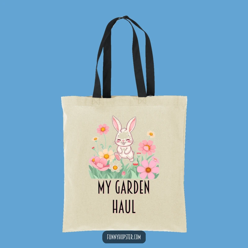 Funny Mischievous Rabbit Flower Tote Bag: Carry Your Fun!