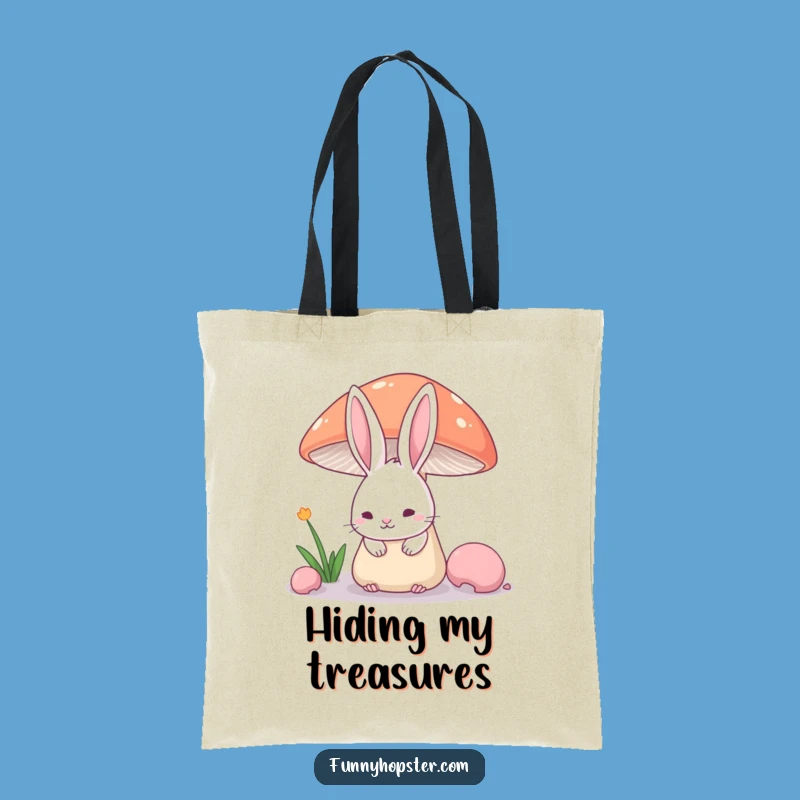 Funny Shy Rabbit Ears Tote Bag - Cute Hidden Character Shopping Bag