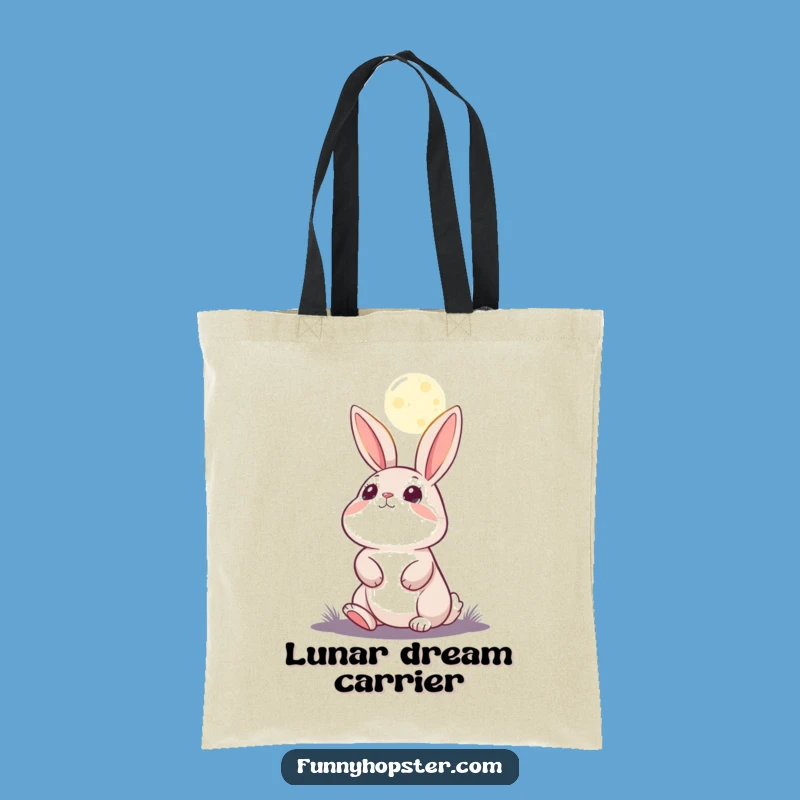 Funny Moon Gazing Rabbit Tote Bag: Wondering Character for a Humorous Gift