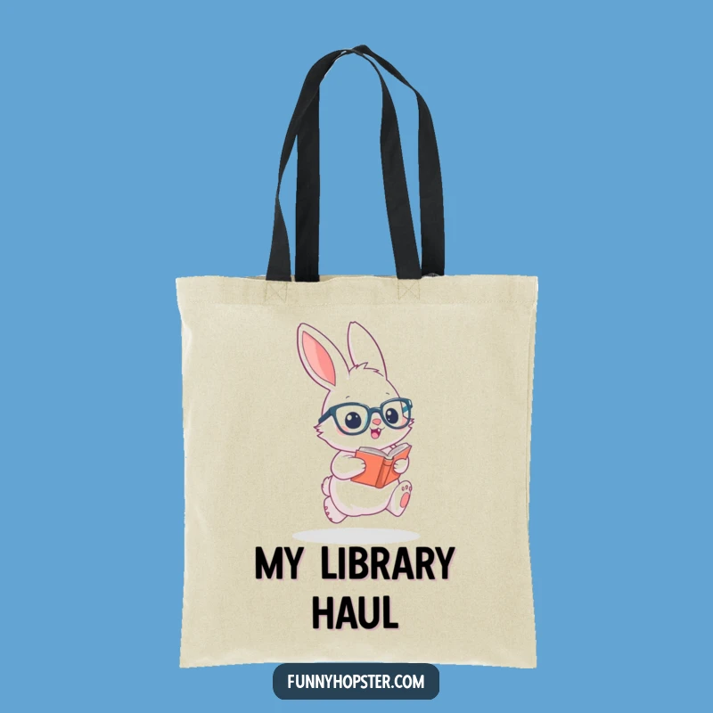 Funny Bookworm Rabbit Tote Bag: Carry Your Laughs and Books!
