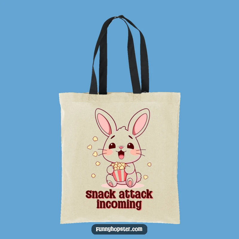 Funny Surprised Bunny Popcorn Tote Bag: Carry Your Snacks and Smiles Along